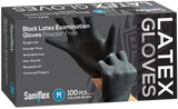 Saniflex - Black Latex Examination Gloves (Single Box)