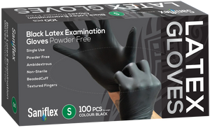 Saniflex - Black Latex Examination Gloves (Carton of 10 boxes)