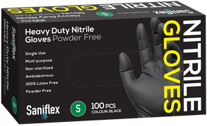 Saniflex - Heavy Duty Black Nitrile Gloves (Carton of 10 boxes)